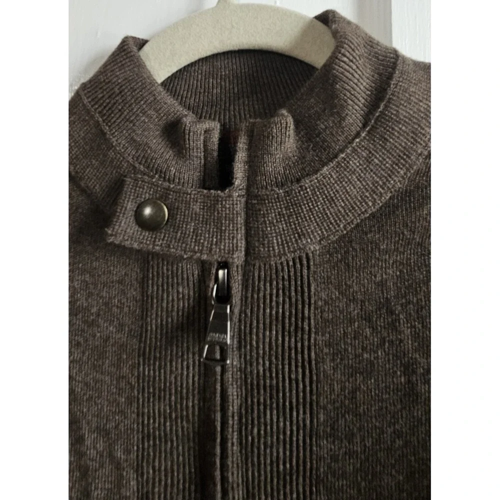 NWT Banana Republic brown men Sz XS full zip sweater extra fine Merino mock neck
